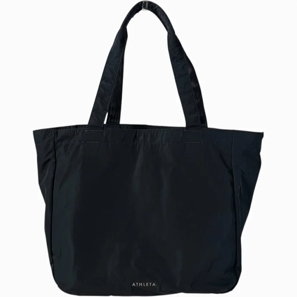 Athleta All About Tote Bag Black Nylon Lightweight Gym Travel Tote